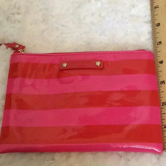 Kate Spade Red & Pink Striped Mini Pouch - Picture 5 of 8